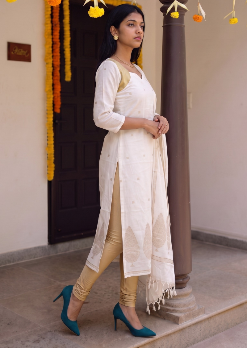 Oyster Feri Top & Dupatta Set