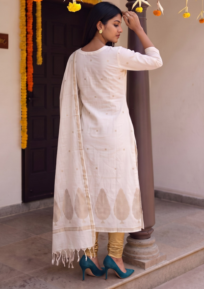 Oyster Feri Top & Dupatta Set