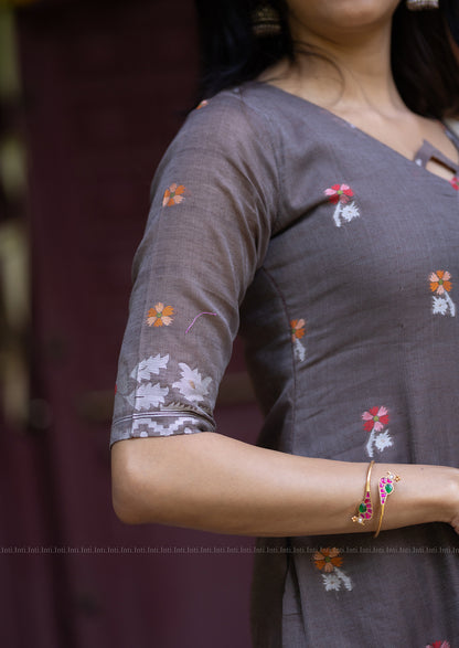 Wine Rose Top & Dupatta Set
