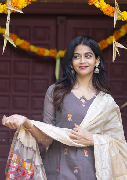 Wine Rose Top & Dupatta Set