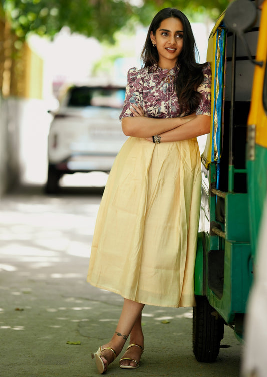 [COMBO] Wine Whril Crop Top & Skirt