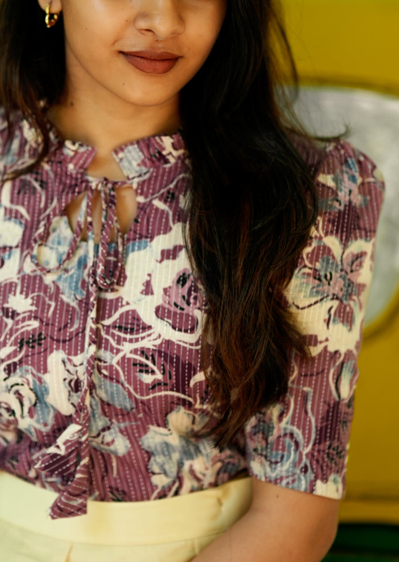 [COMBO] Wine Whril Crop Top & Skirt