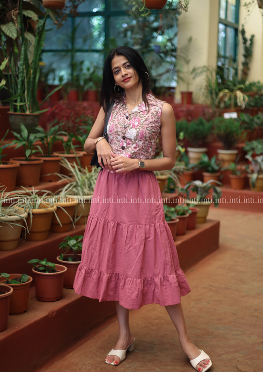 Berry Rose Crop Top and Skirt