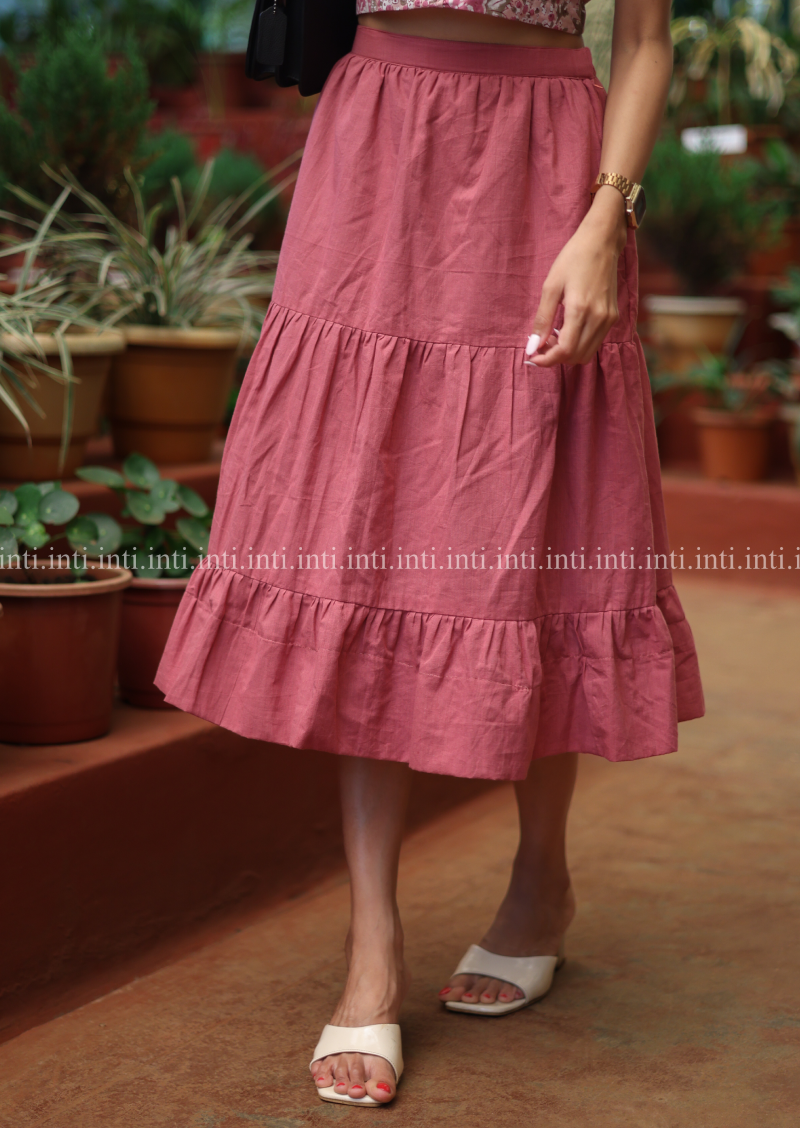 Pink Tiered - Midi Skirt