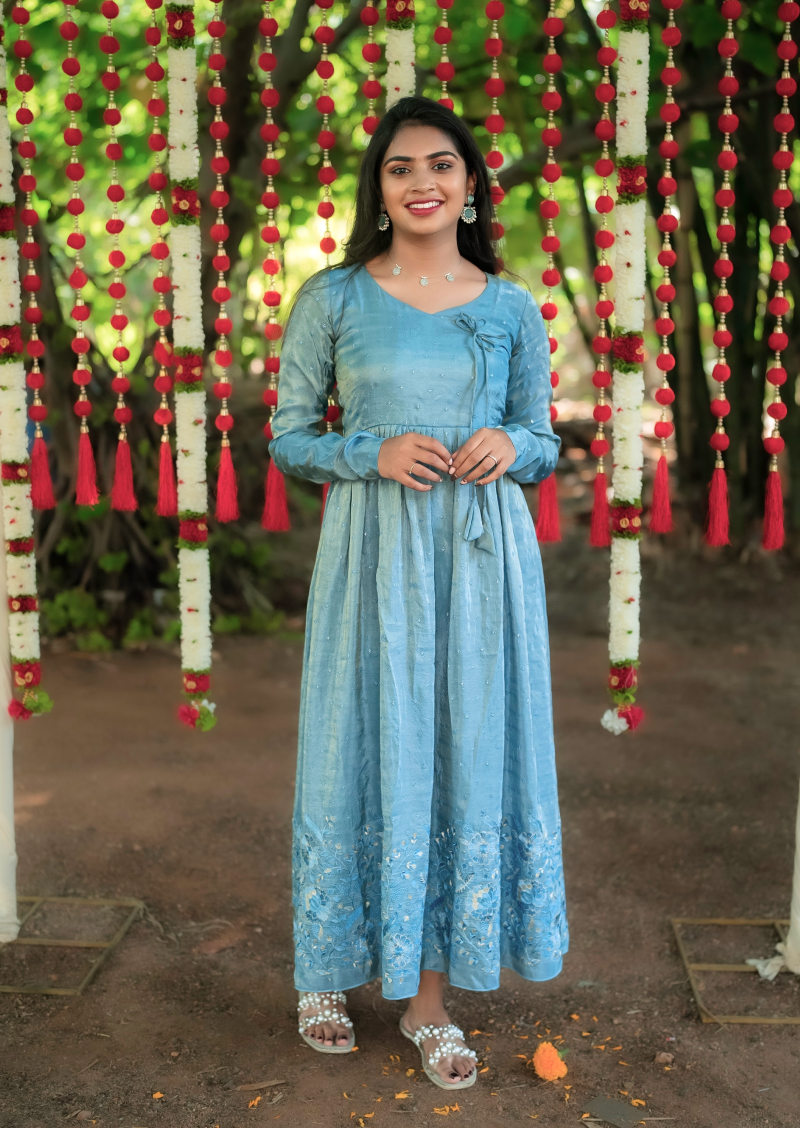 Blue Velvet Aline Kurti