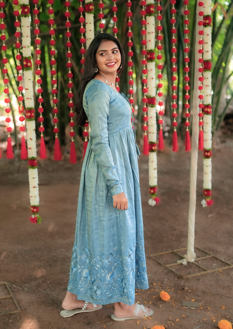 Blue Velvet Aline Kurti