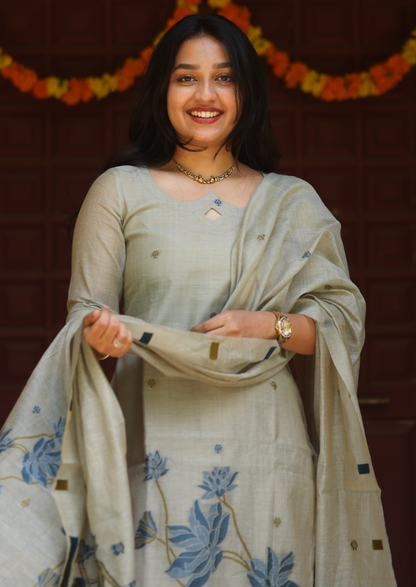 Blue Lotus Top & Dupatta Set