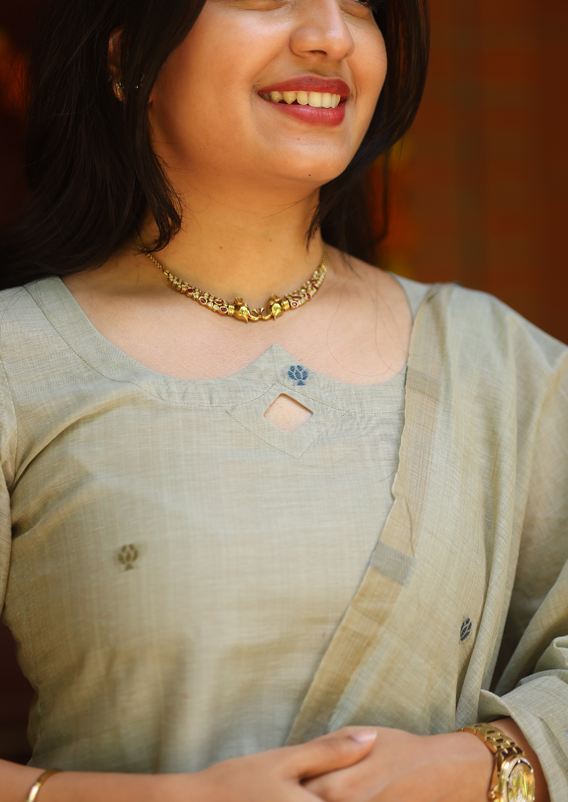Blue Lotus Top & Dupatta Set