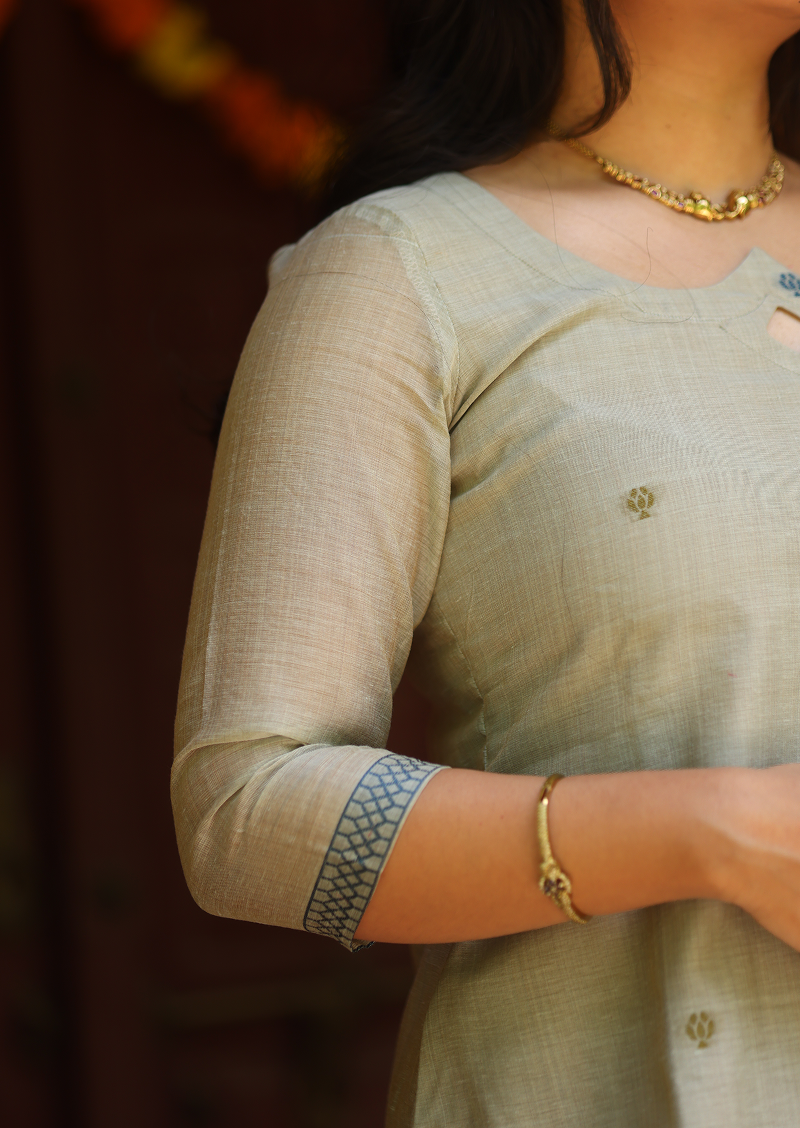 Blue Lotus Top & Dupatta Set