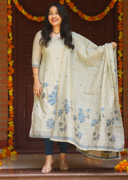 Blue Lotus Top & Dupatta Set