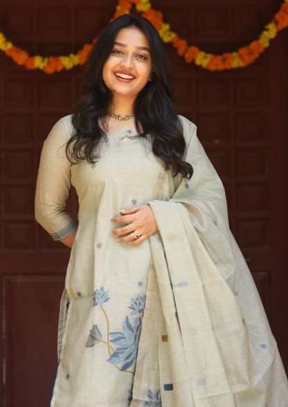 Blue Lotus Top & Dupatta Set