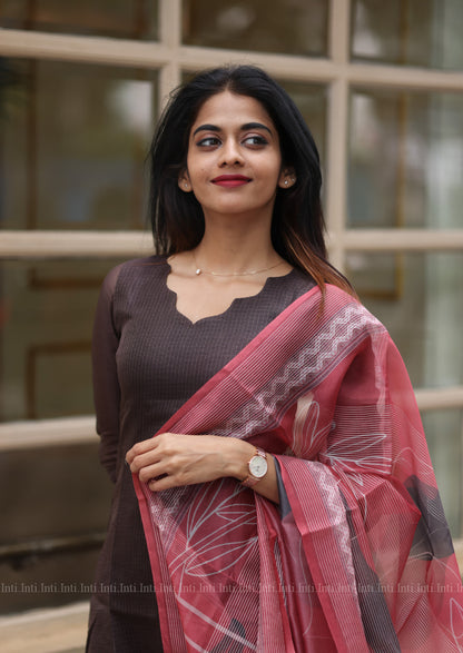 Chocolate Truffle Top & Dupatta Set
