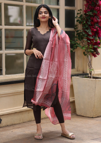 Chocolate Truffle Top & Dupatta Set