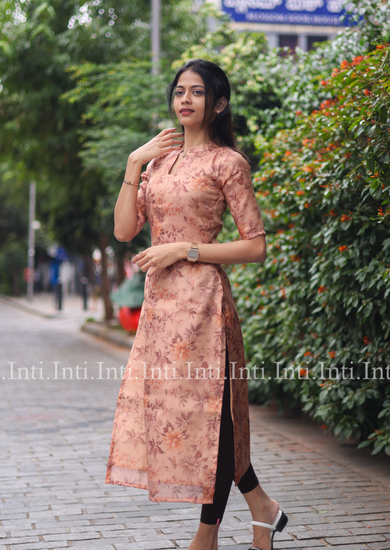 Earthern Blossom Kurti