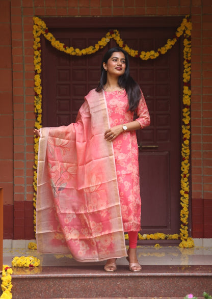 Ditsy Twill Top & Dupatta Set