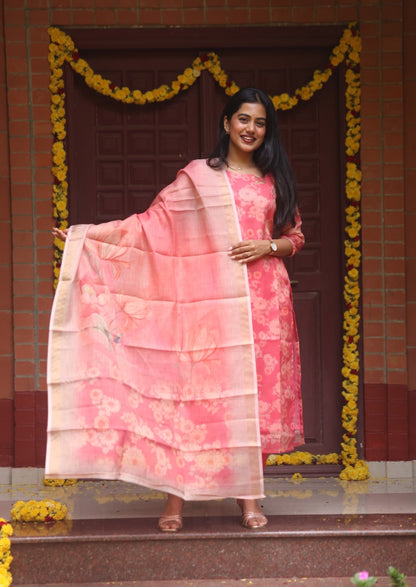 Ditsy Twill Top & Dupatta Set