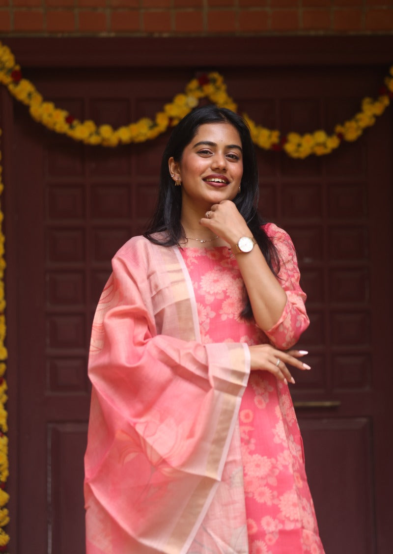 Ditsy Twill Top & Dupatta Set