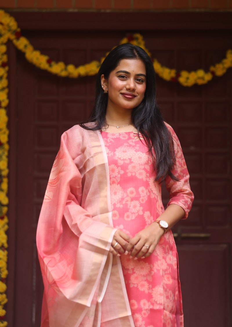 Ditsy Twill Top & Dupatta Set
