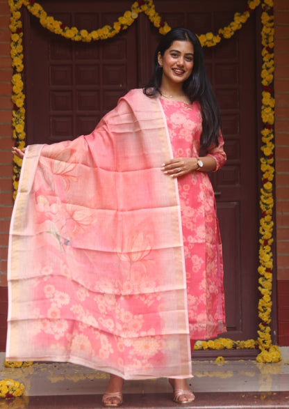 Ditsy Twill Top & Dupatta Set