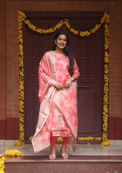 Ditsy Twill Top & Dupatta Set