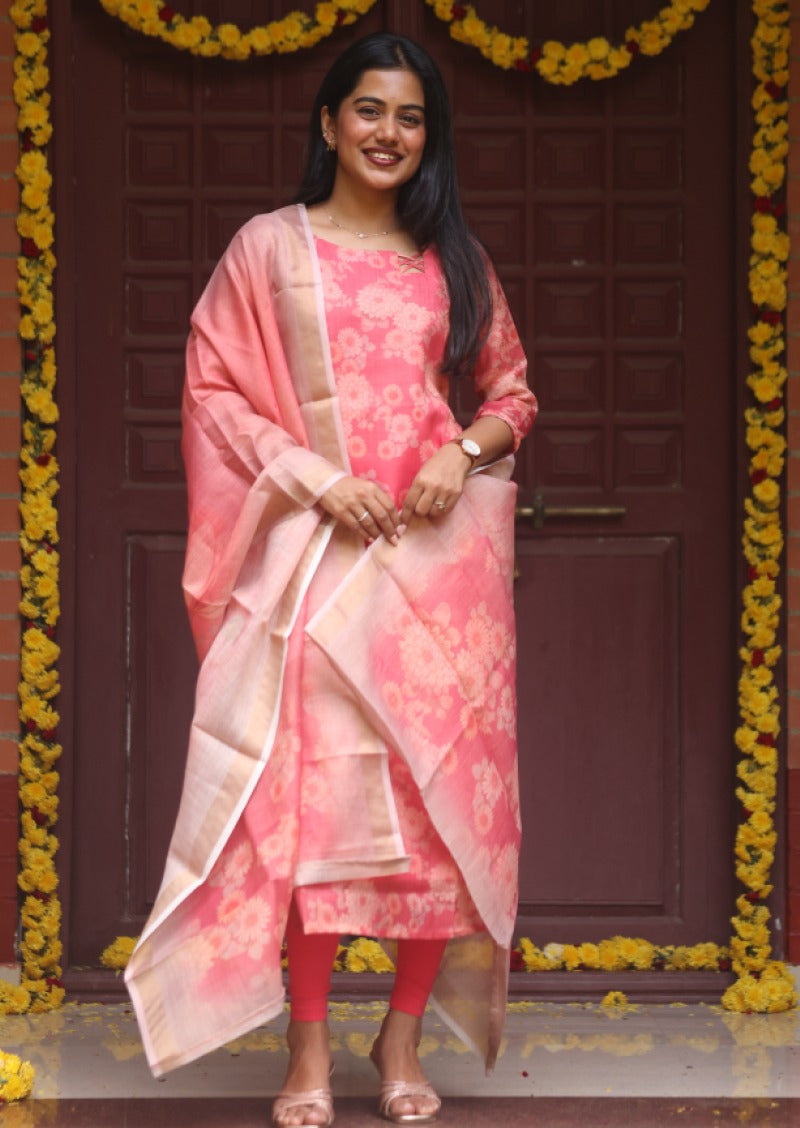 Ditsy Twill Top & Dupatta Set
