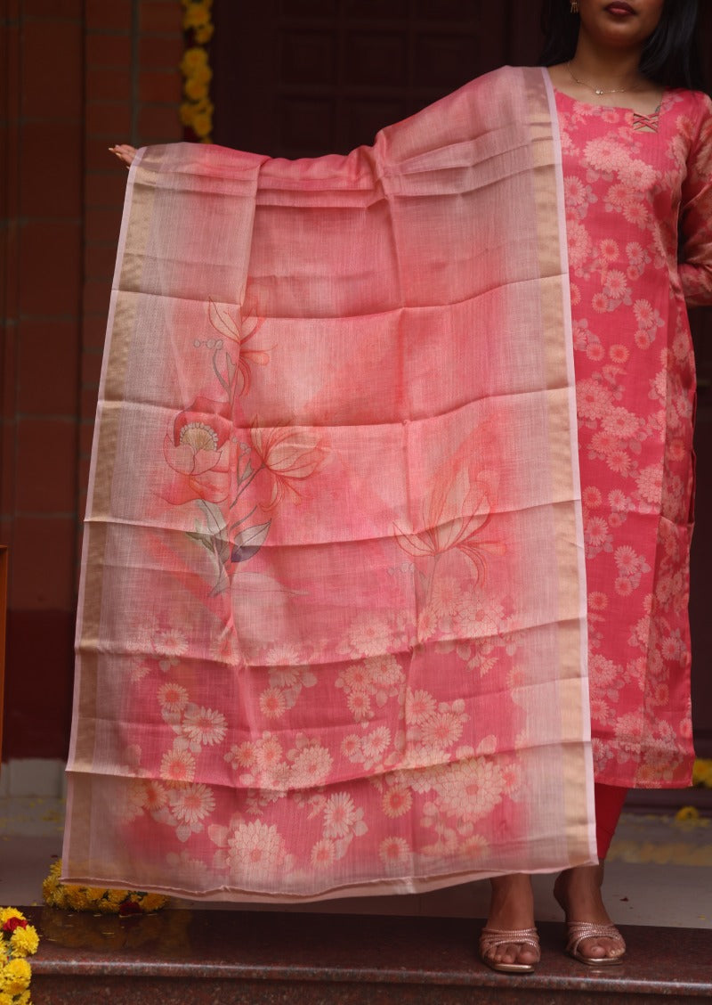 Ditsy Twill Top & Dupatta Set