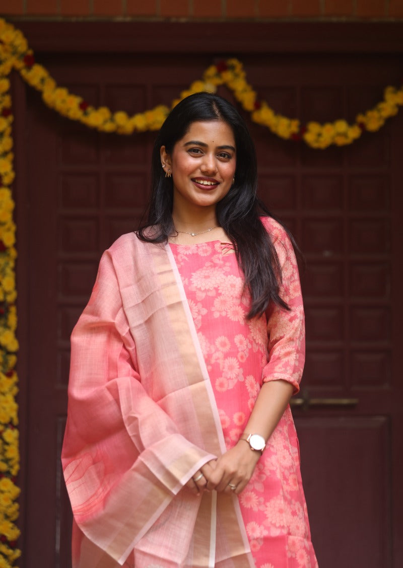 Ditsy Twill Top & Dupatta Set