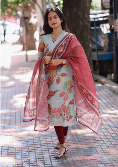 Divine Petals Top & Dupatta Set