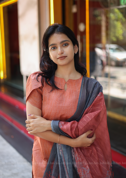 Fawn Cloud Top & Dupatta Set