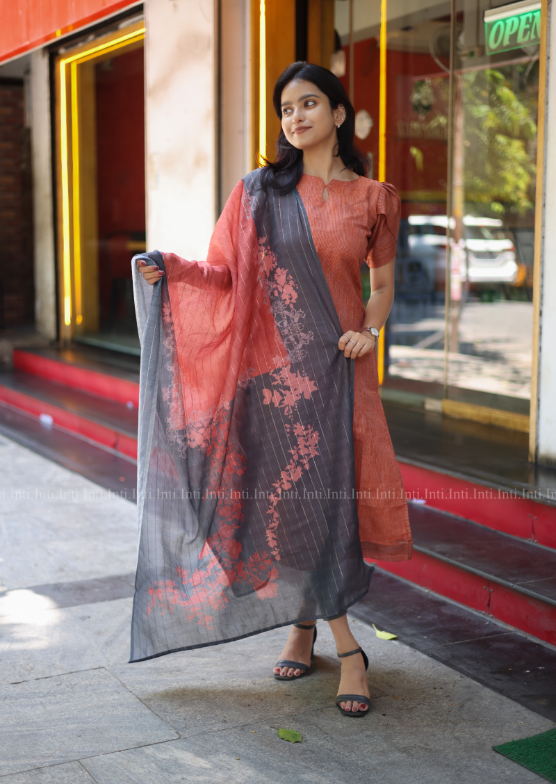 Fawn Cloud Top & Dupatta Set