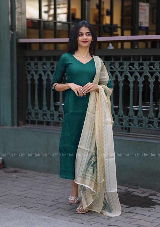 Fern Teal Top & Dupatta Set