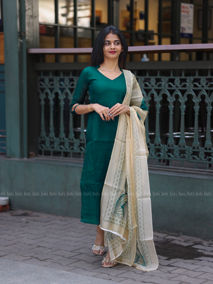 Fern Teal Top & Dupatta Set