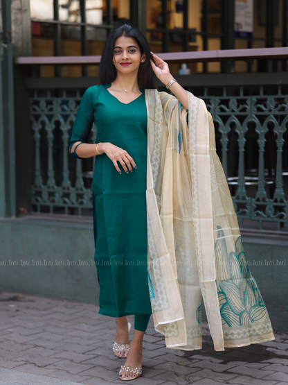 Fern Teal Top & Dupatta Set