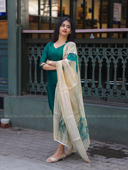 Fern Teal Top & Dupatta Set