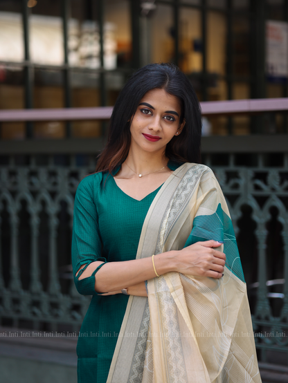 Fern Teal Top & Dupatta Set