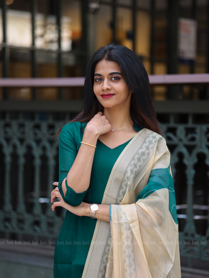 Fern Teal Top & Dupatta Set