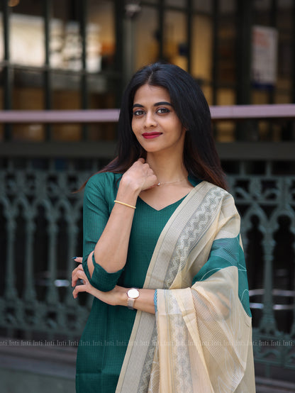 Fern Teal Top & Dupatta Set