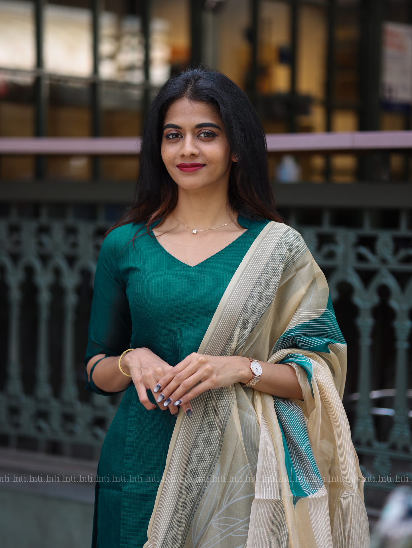 Fern Teal Top & Dupatta Set