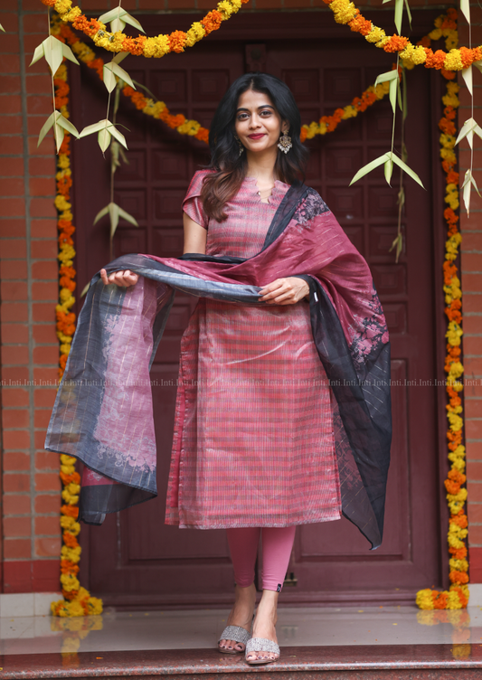 Silken Arc Top & Dupatta Set