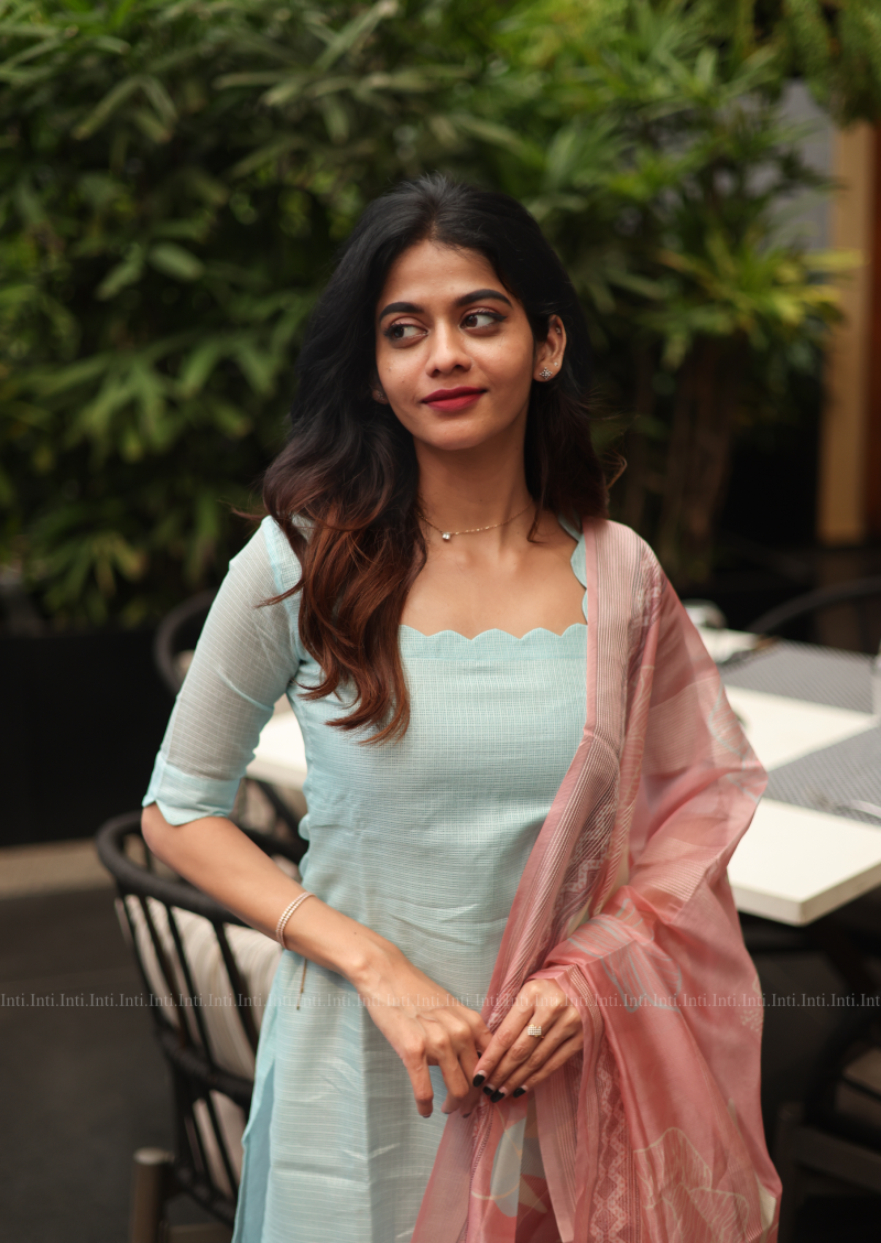 Sky Cream Top & Dupatta Set