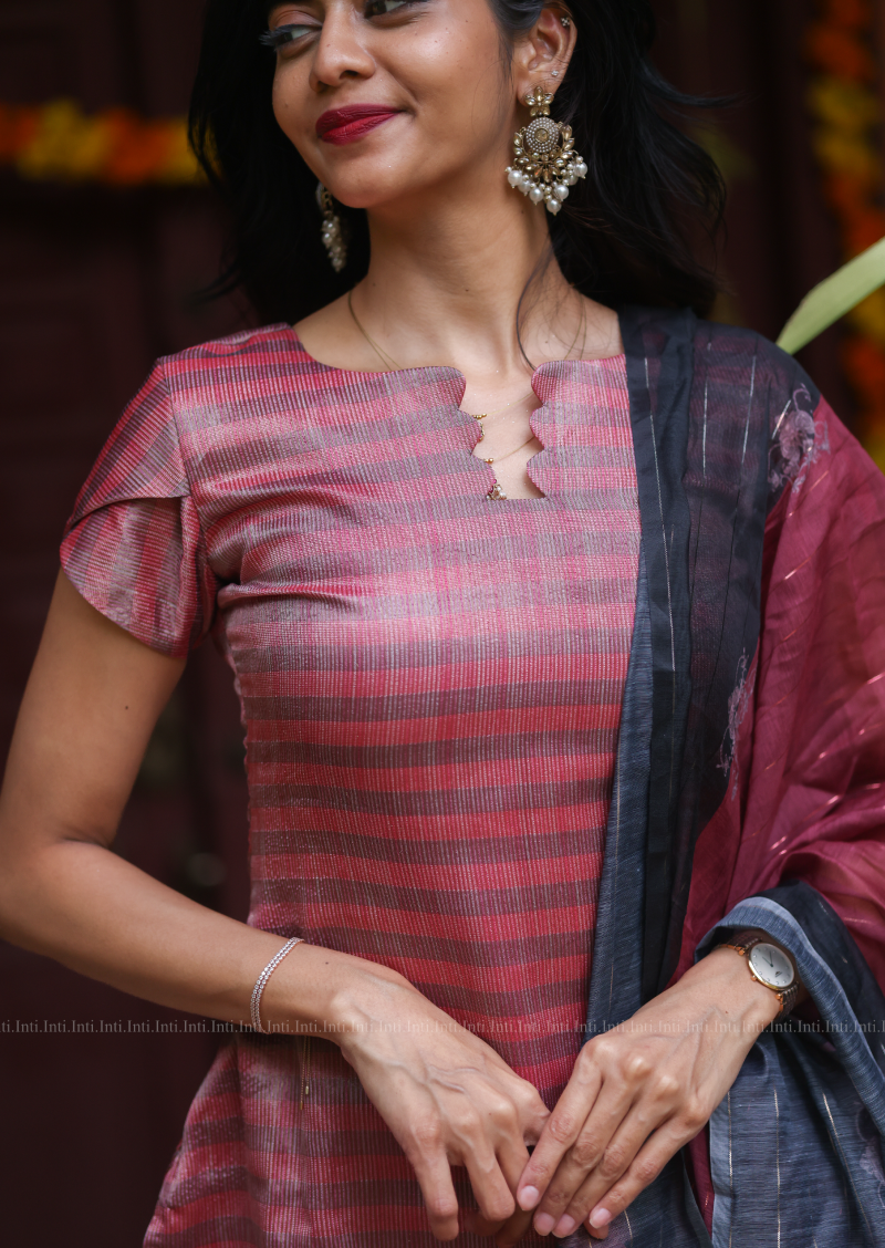 Silken Arc Top & Dupatta Set