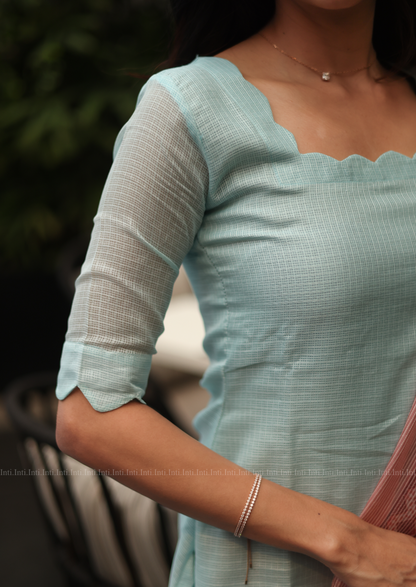 Sky Cream Top & Dupatta Set