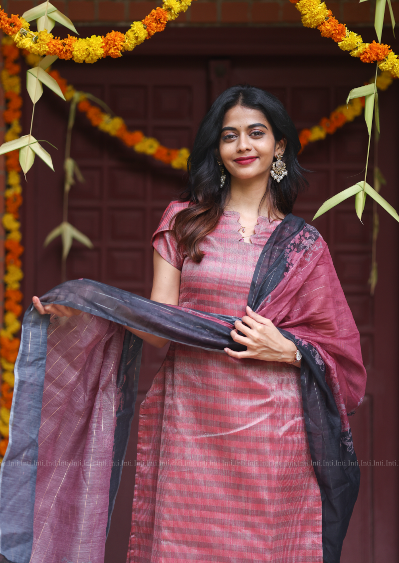 Silken Arc Top & Dupatta Set