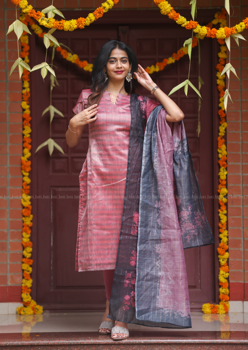 Silken Arc Top & Dupatta Set