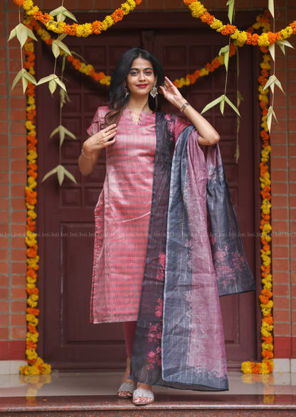 Silken Arc Top & Dupatta Set