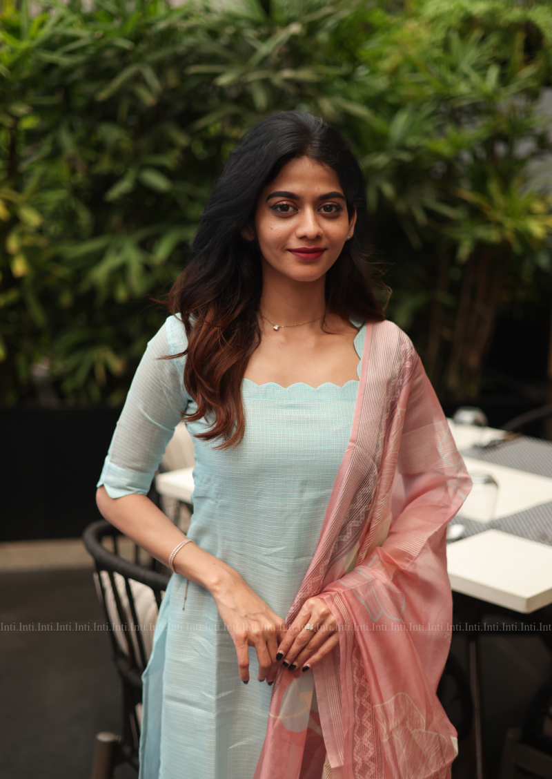 Sky Cream Top & Dupatta Set