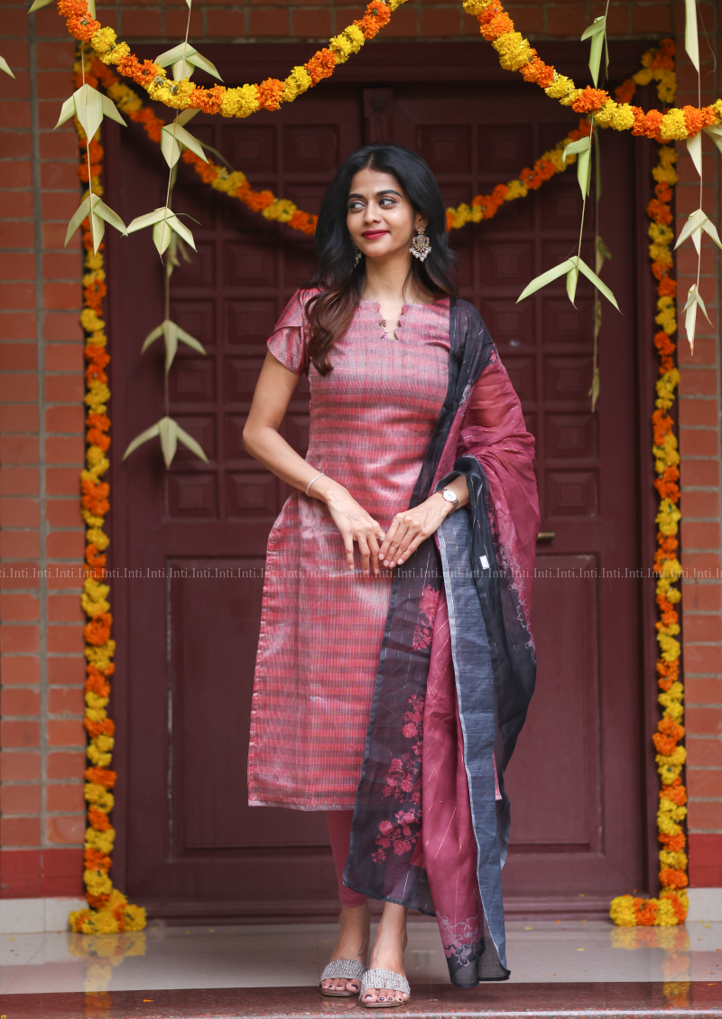 Silken Arc Top & Dupatta Set