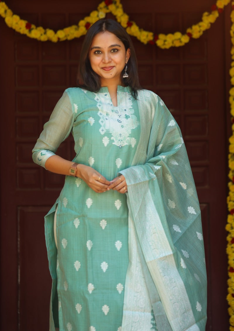 Mint Elysee Top & Dupatta Set