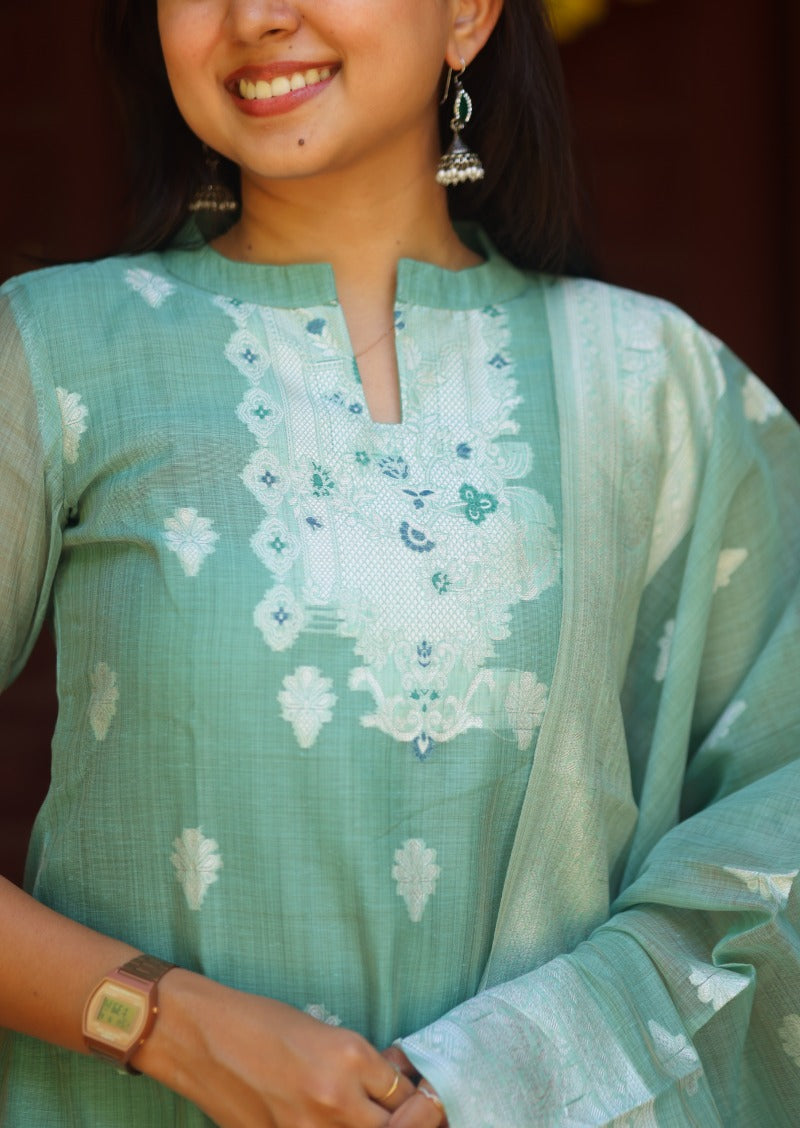 Mint Elysee Top & Dupatta Set