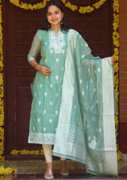Mint Elysee Top & Dupatta Set